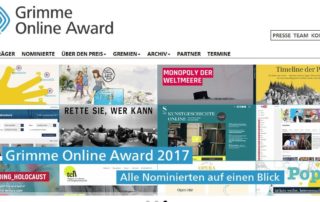 Webseite des Grimme Online Awards