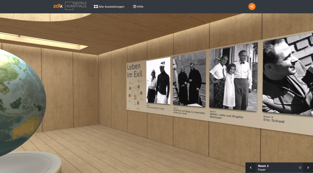 Screenshot der virtuellen Ausstellung „Leben im Exil“ – Digitale Kunsthalle des ZDF Kultur
