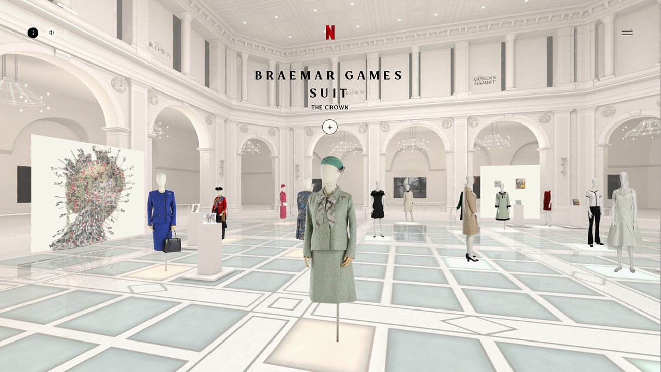 Mode der Serie The Crown in der virtuellen Ausstellung von Netflix und dem Brooklyn Museum