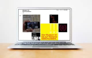 Laptop mit digitaler Ansicht des Museums für Kommunikation.